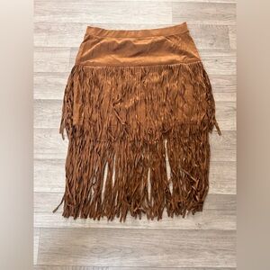 Kate & Mallory Camel Brown Fringe Skirt
